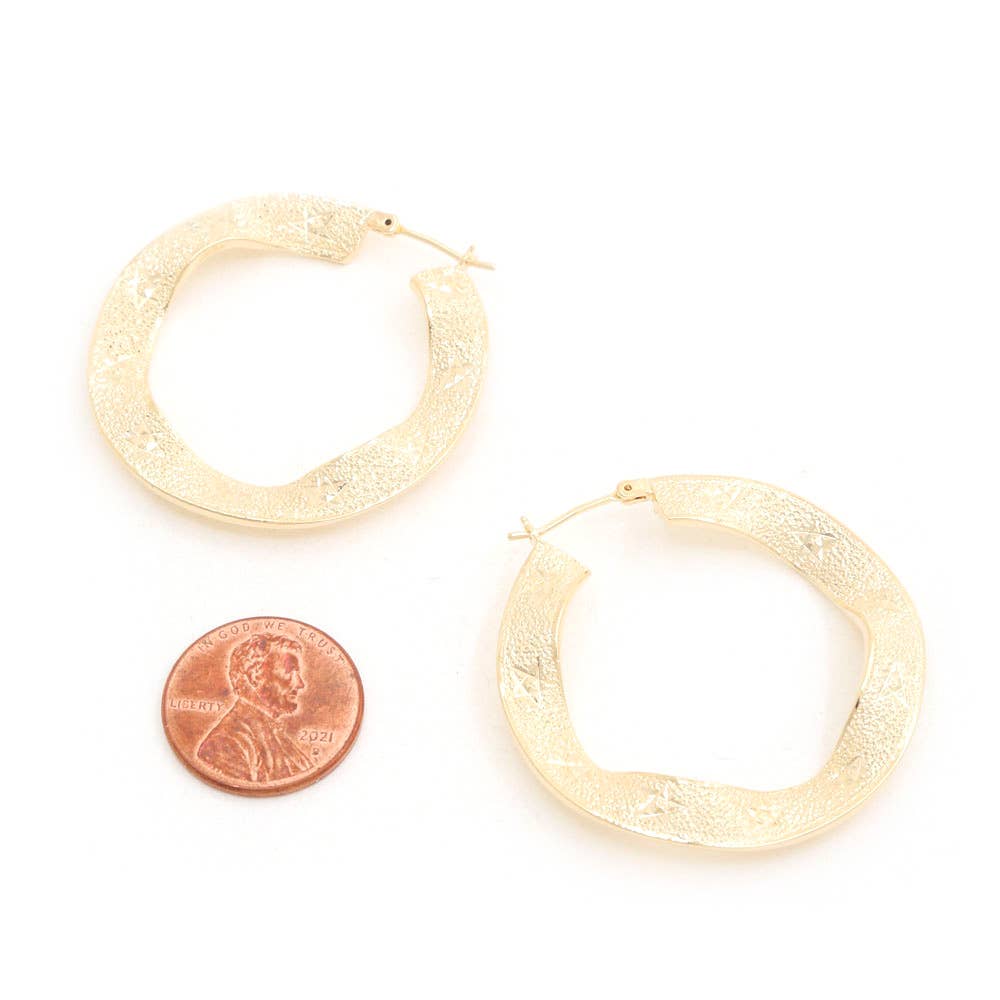 SODAJO TEXTURED METAL HOOP GOLD DIPPED EARRING