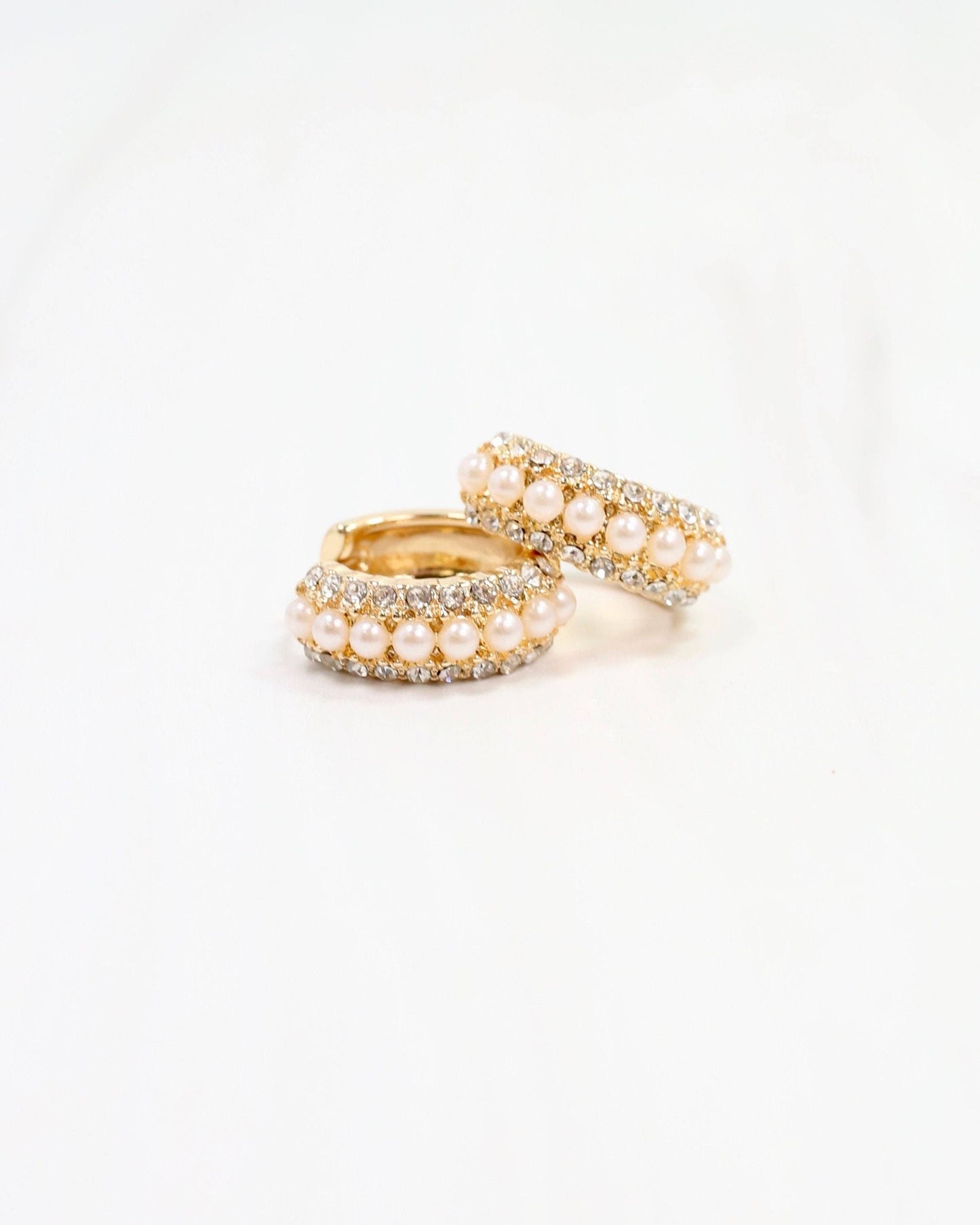 Ritz Pearl and Pave Hoop Gold