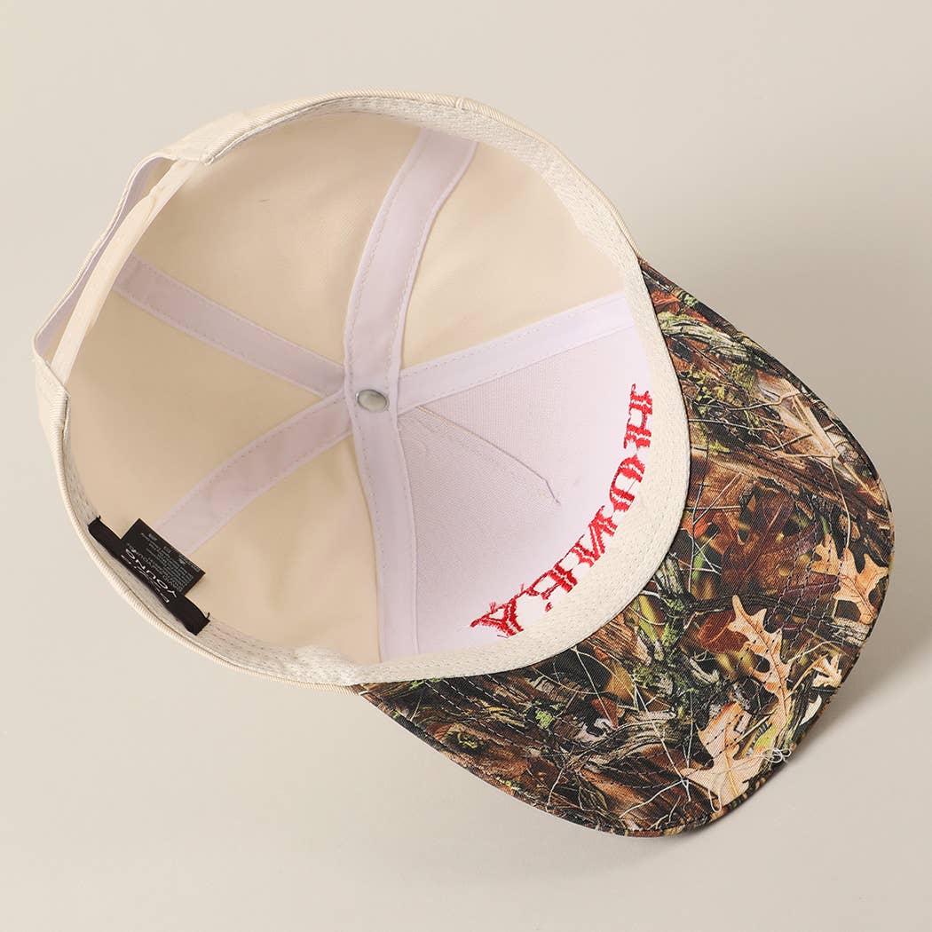 HONEY Lettering Embroidery Camo Hat - Black