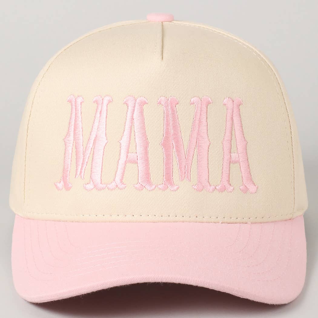 MAMA Typographic Design Embroidery Baseball Hat - Beige