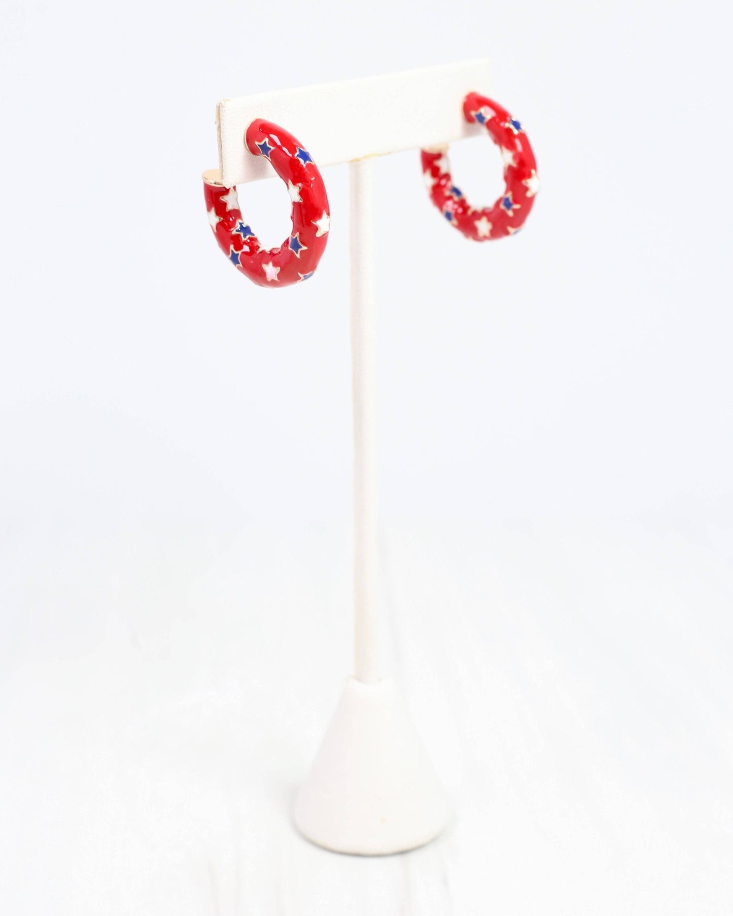 Burr Star Hoop Earring Red