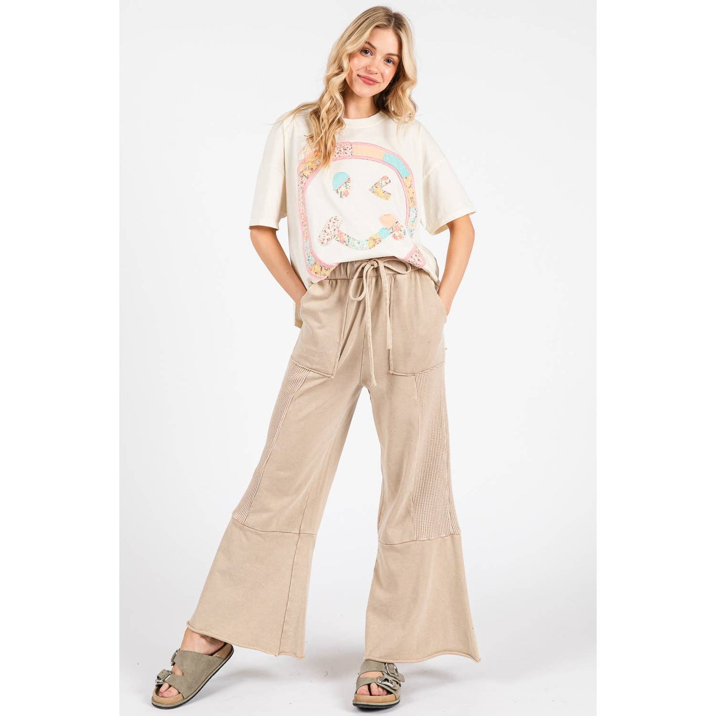 VINTAGE WASHED FLARED PANEL PANTS