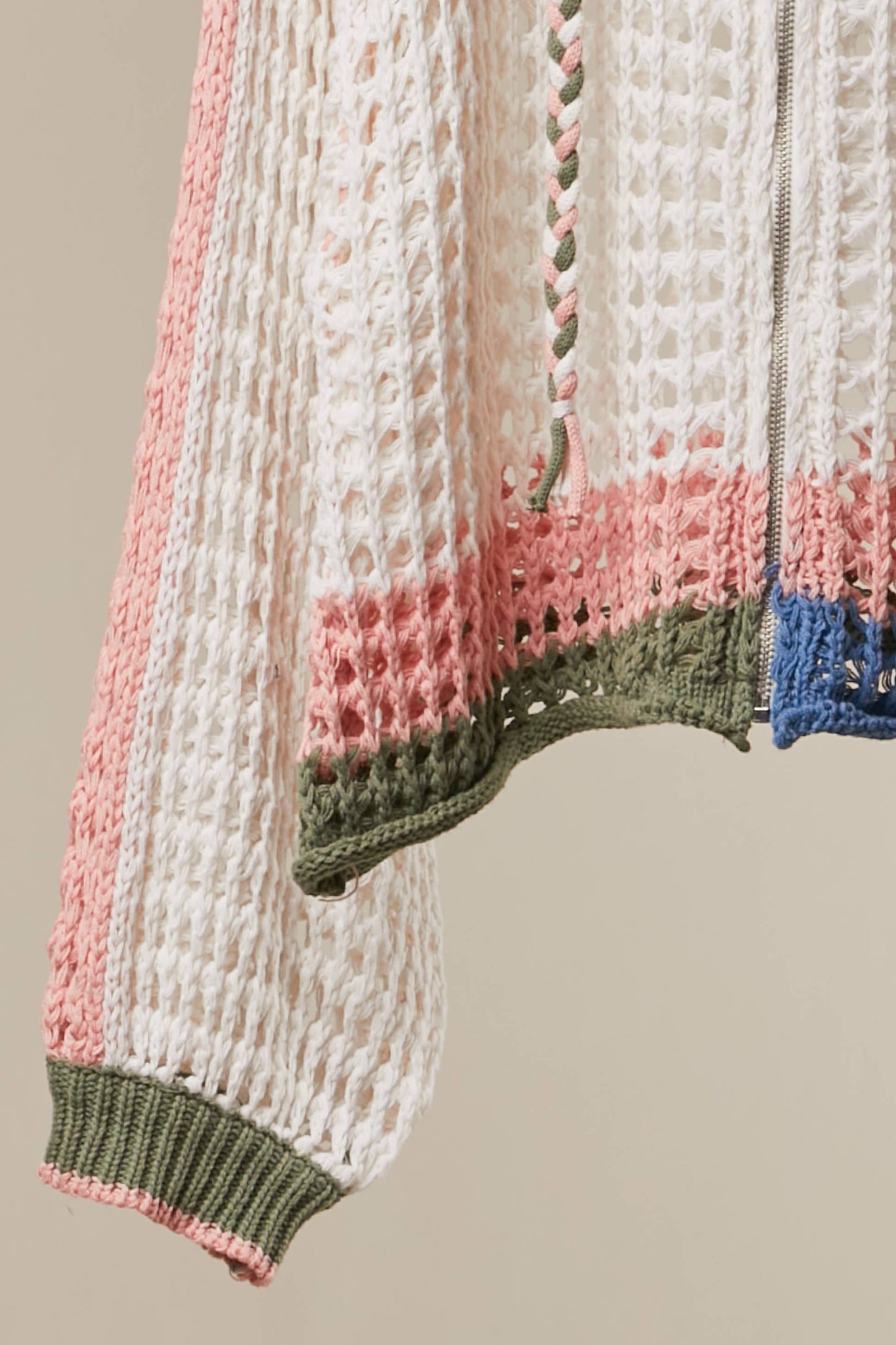 Bloom Zip Hood Crochet Cardigan