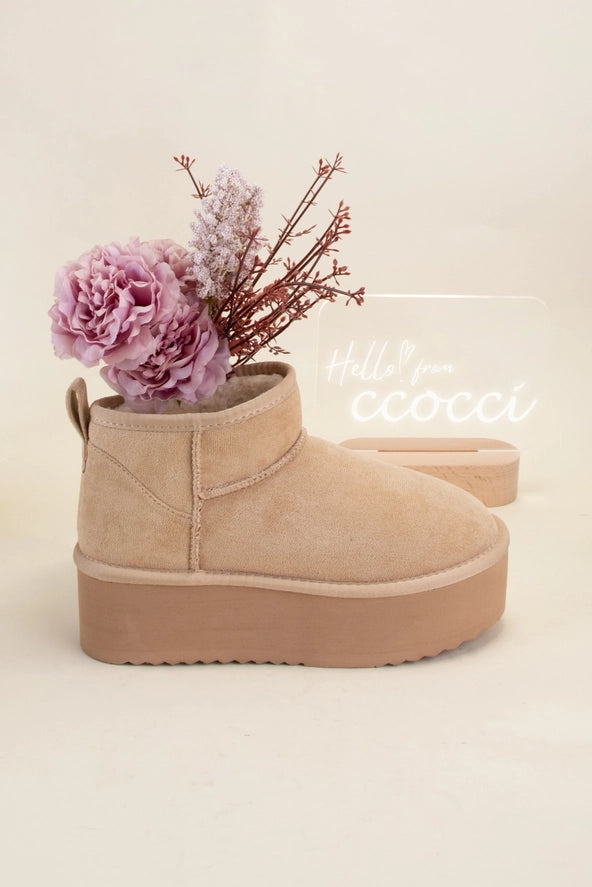 Benji Mini Ankle Platform Heel Fur-Lined Boots