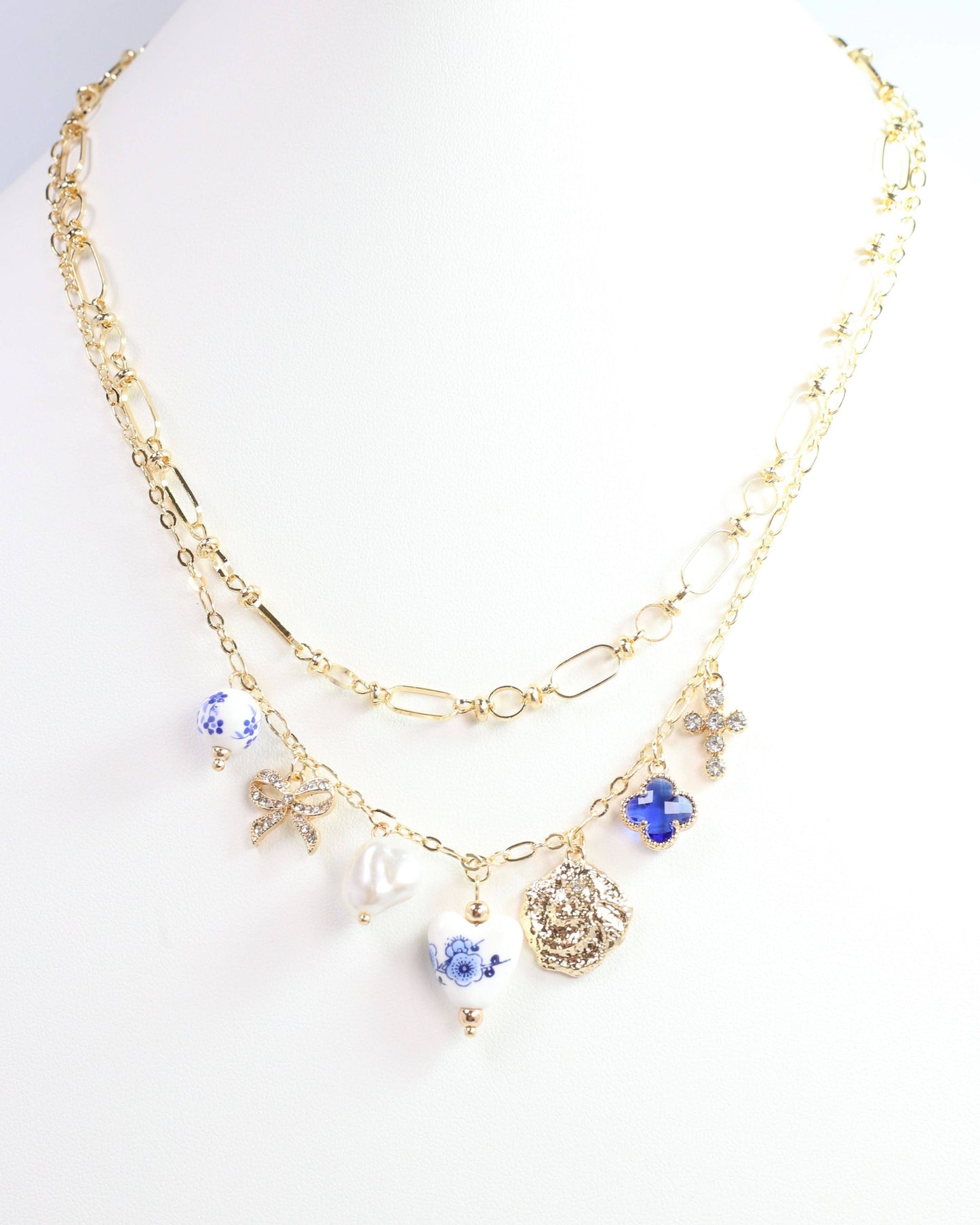 Gwendolyn Layered Charm Necklace Gold