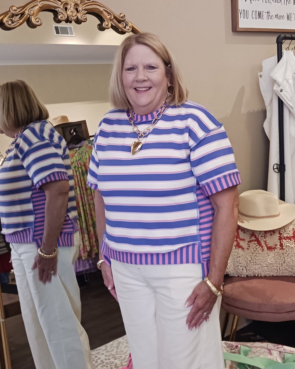 Contrasting Striped Pullover Top