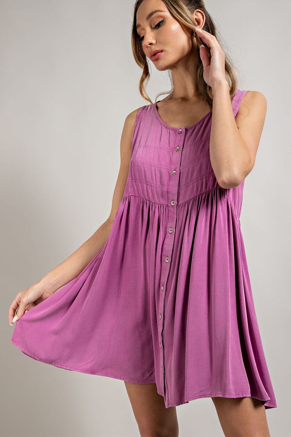 Pink Wash Button Down Dress