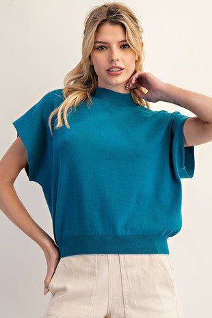 Mock Neck Short Sleeve Top