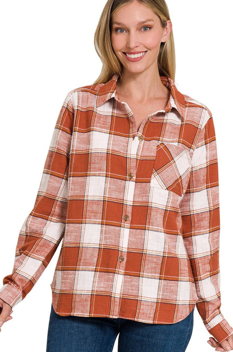Cotton Plaid Shacket