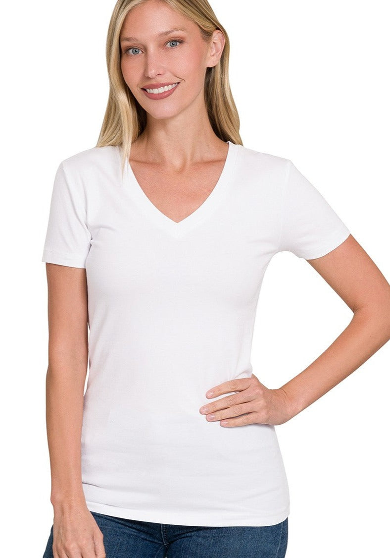Basic Cotton V-Neck Tee
