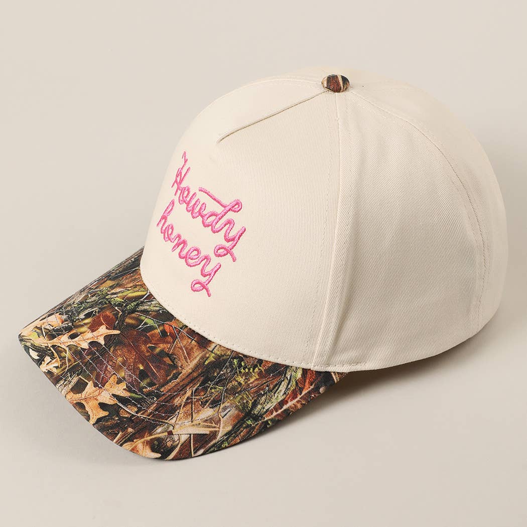 Howdy Honey Embroidery Camo Beige Hat