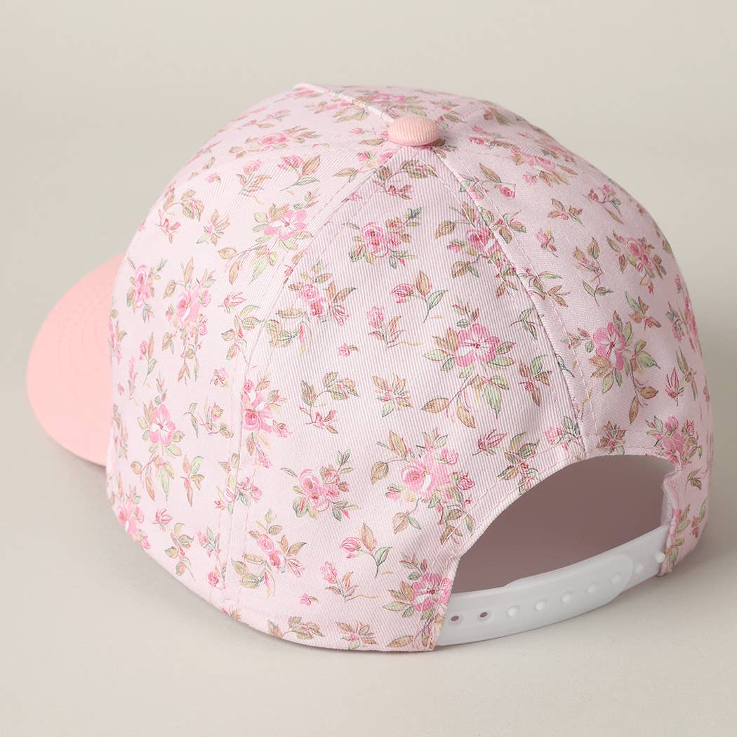 MOMMIN' Embroidered Flower PatternTrucker Hat: BLUE/BEIGE / ONE SIZE