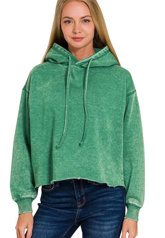 Ash Wash Fleece Cropped Hoodie
