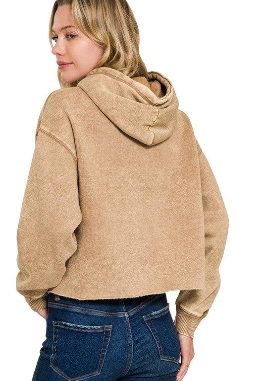 Ash Wash Fleece Cropped Hoodie