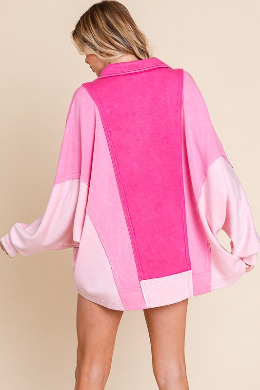 Mineral Washed Color Block Top