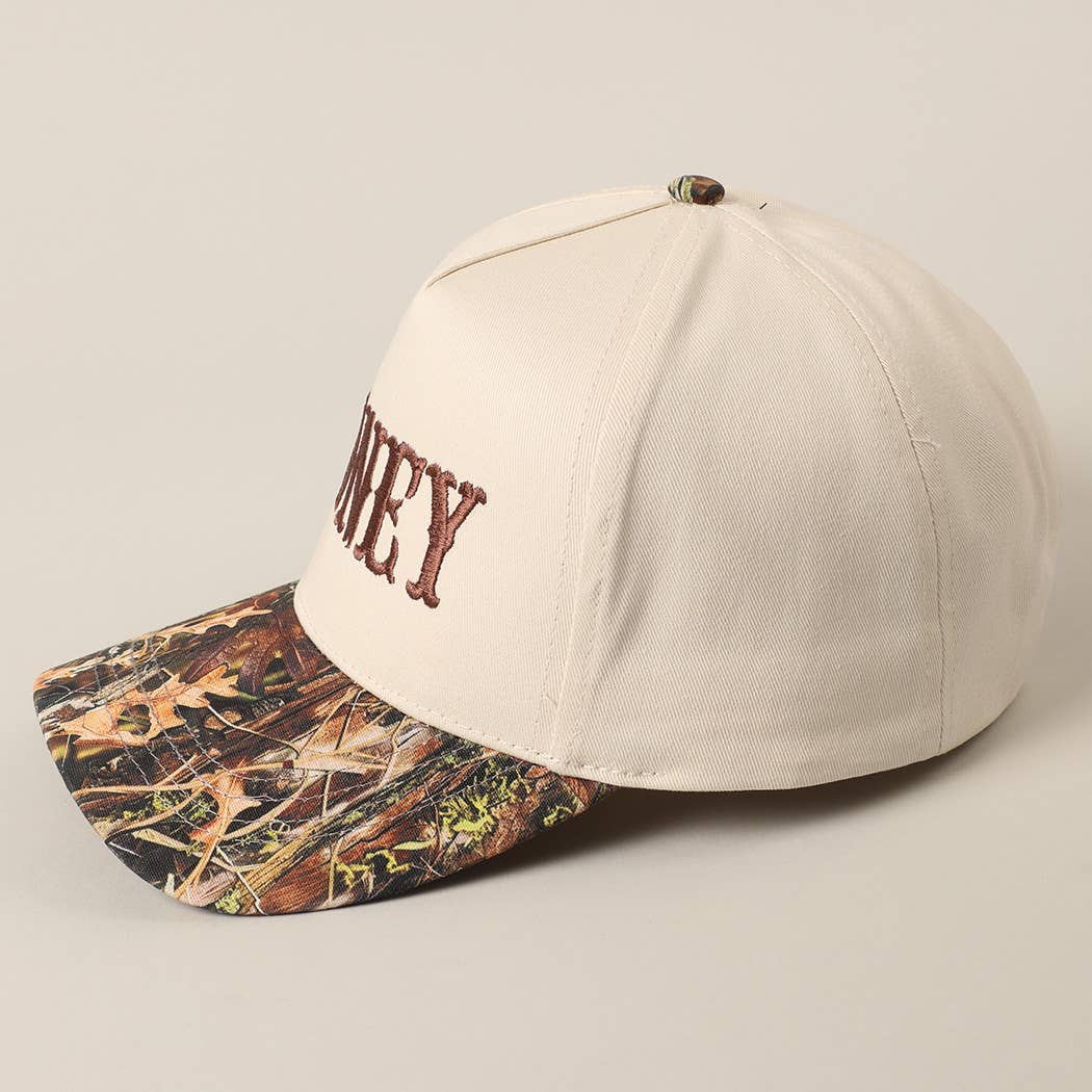 HONEY Lettering Embroidery Camo Hat - Black