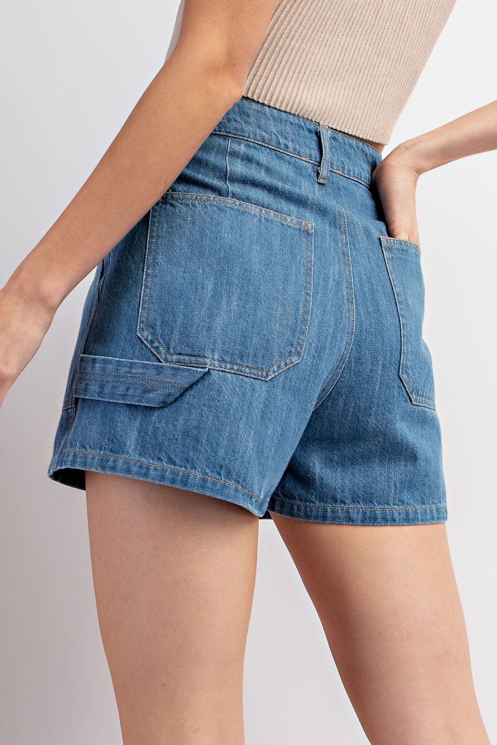 Mineral Washed Denim Shorts