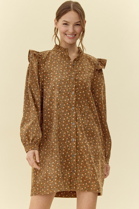 Print Button-Up Dress