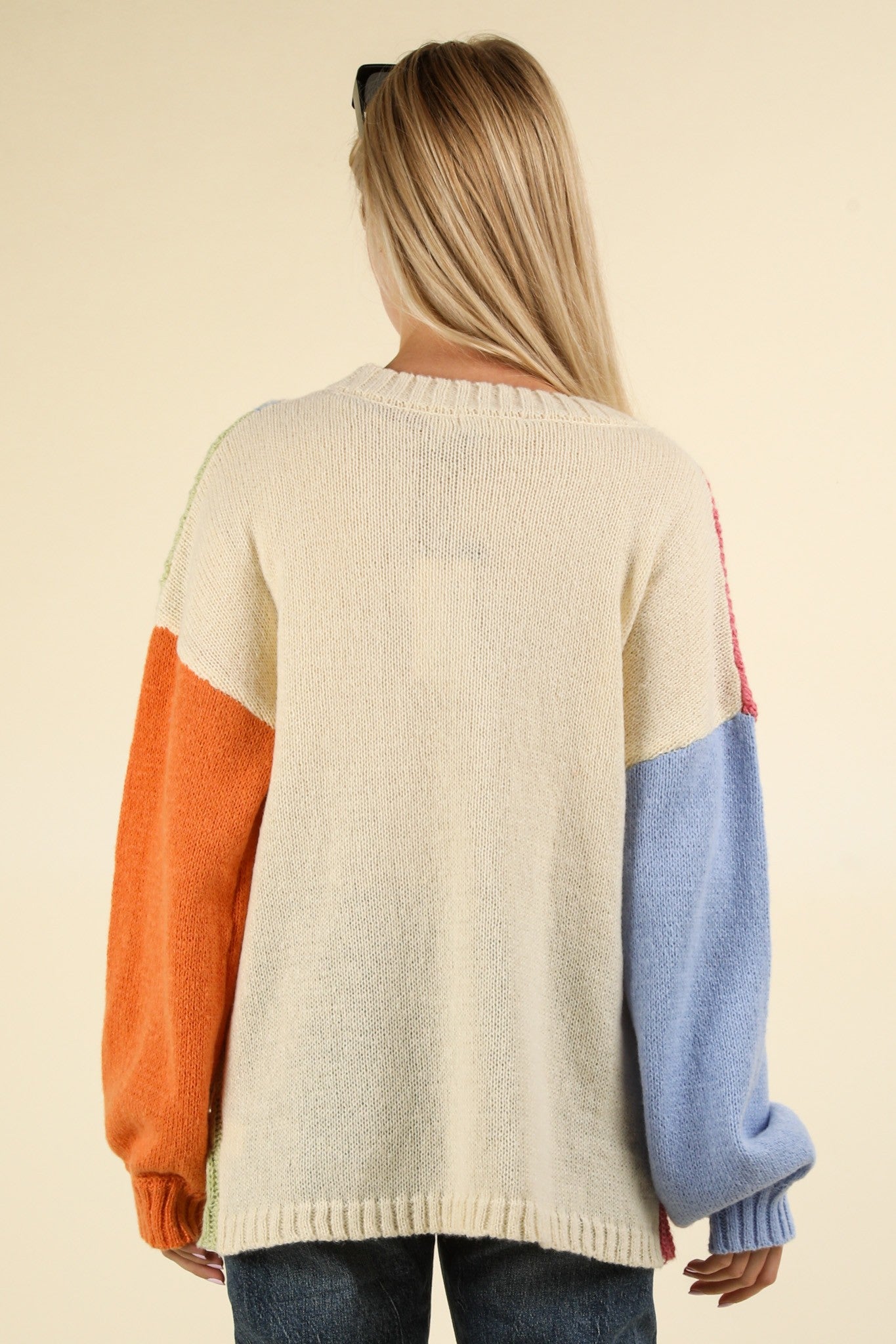 Color Block V-Neck Cardigan