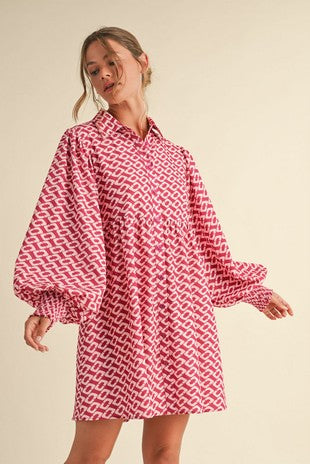 Geometric Print Baby Doll Dress