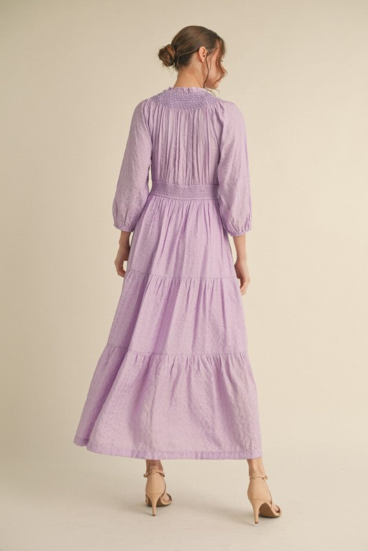 Lavender Ripple Tiered Maxi Dress