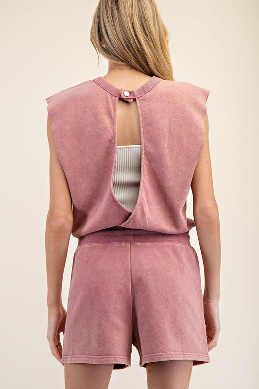 Mineral Washed Drawstring Romper
