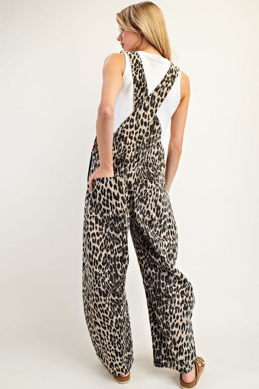 Leopard Barrel Leg Jumpsuit