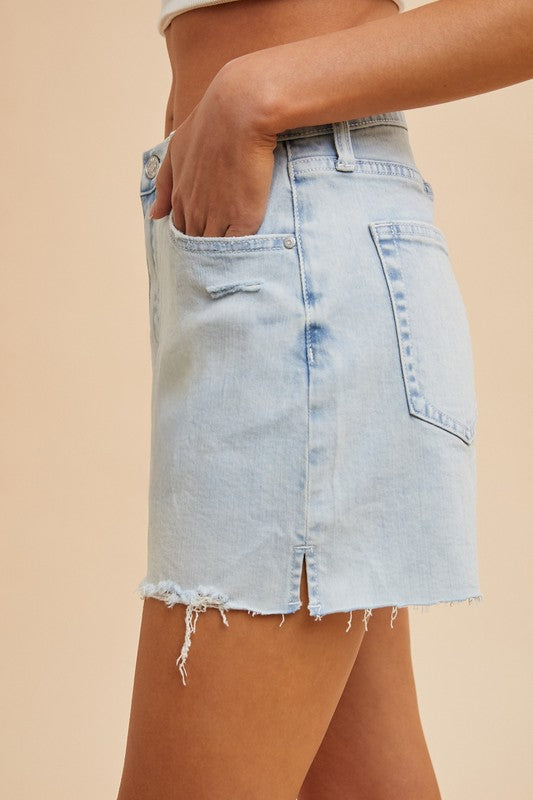 Comfort Stretch Distressed Denim Shorts