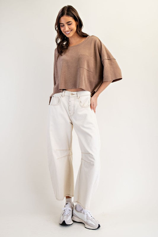 Mineral Washed Cropped Top