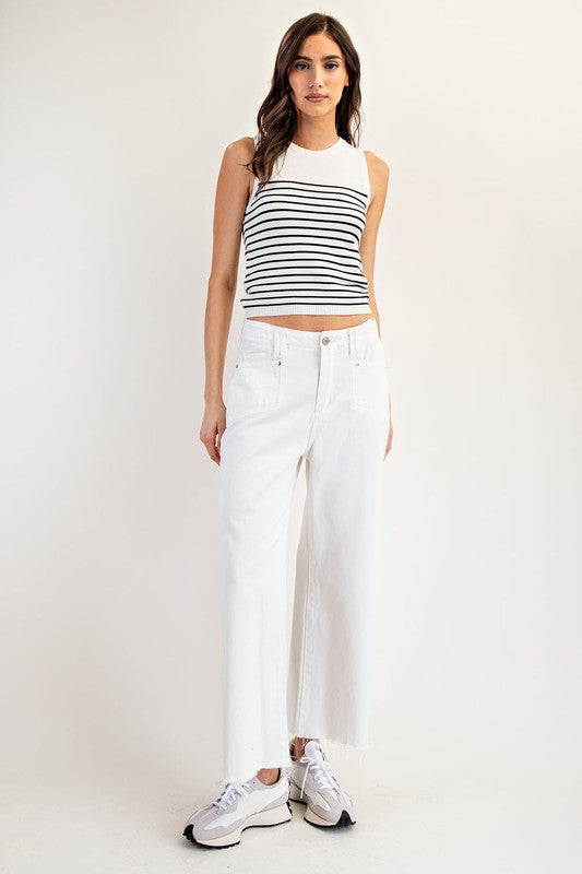 Straight Leg Raw Hem Pants