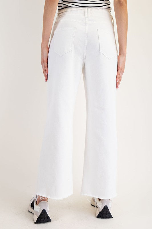 Straight Leg Raw Hem Pants