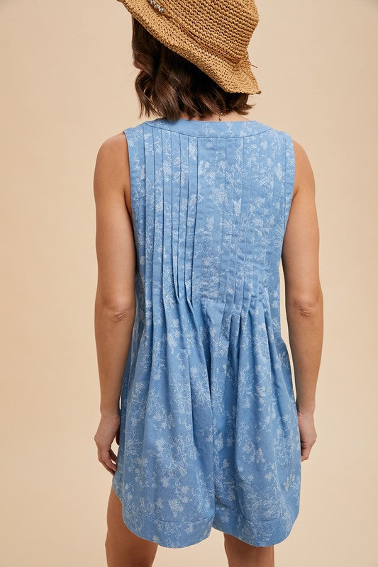 Floral Print Denim Romper