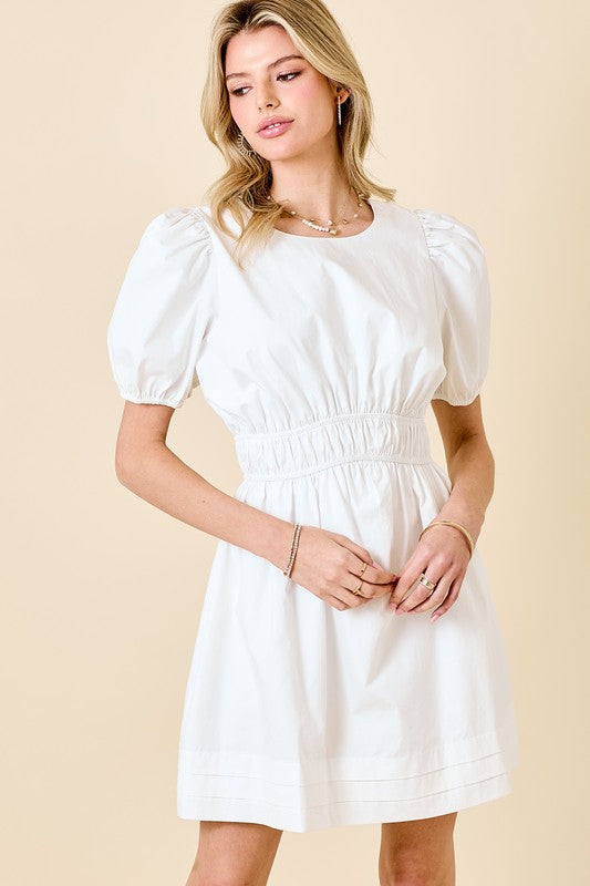 Poplin Puff Sleeve Mini Dress