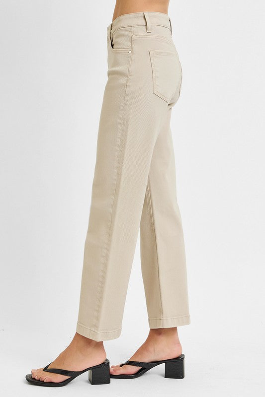 Tummy Control Mid Rise Ankle Straight Jeans