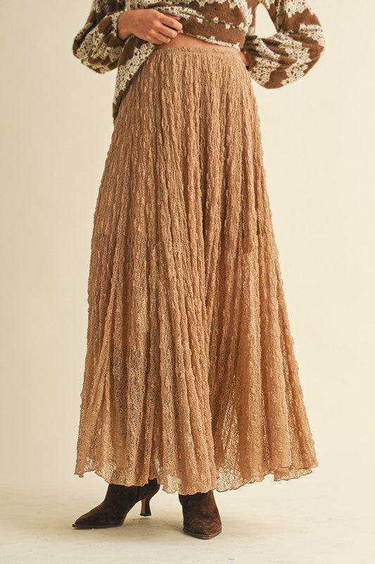Knitted Lace Godet Maxi Skirt