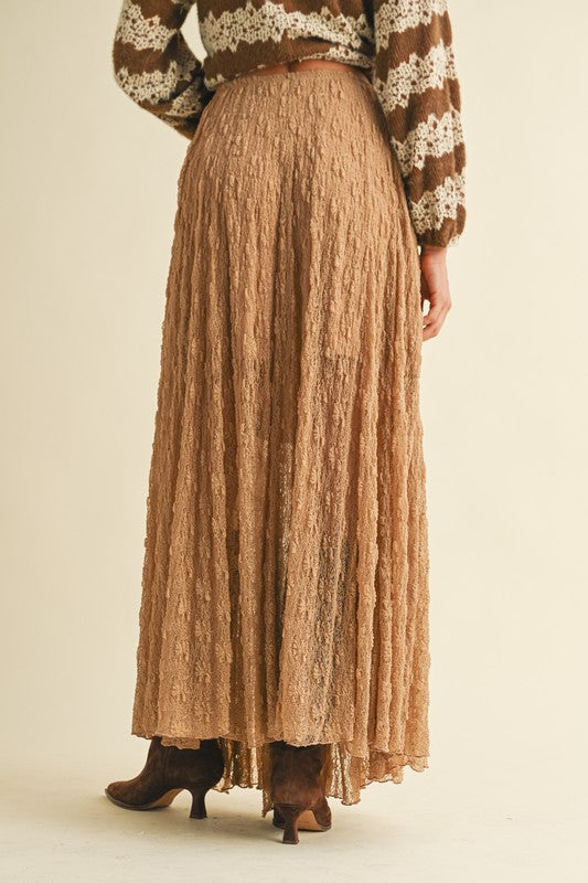Knitted Lace Godet Maxi Skirt