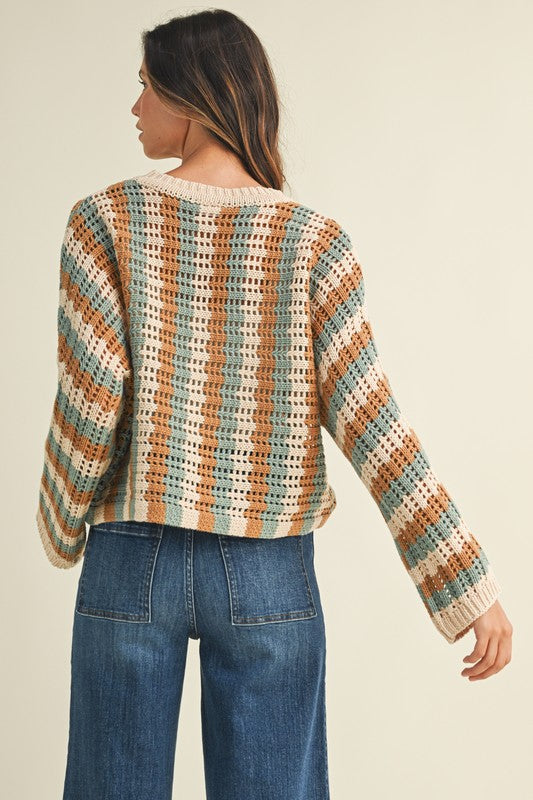 Vertical Stripe Dolman Sweater Top