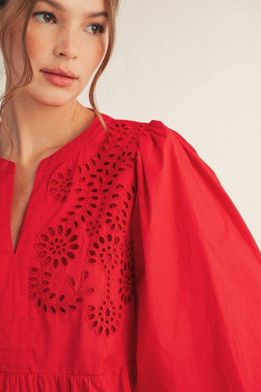 Eyelet Accent Peplum Top