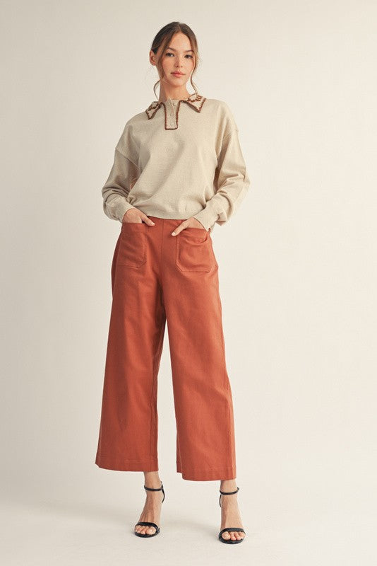 Wide Leg Cropped Slacks