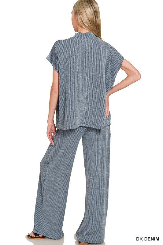 Raised Rib Short Sleeve & Pants Set