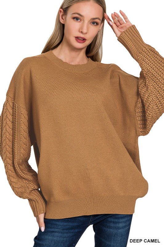 Cable Knit Sleeve Sweater