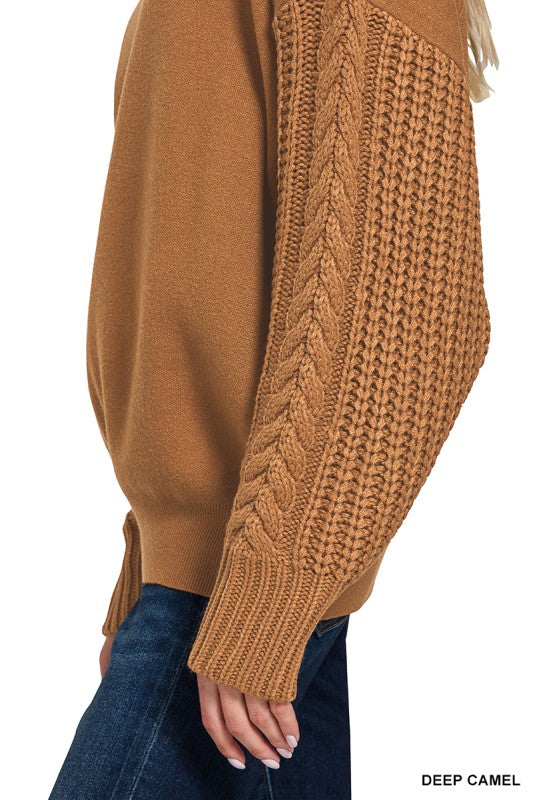 Cable Knit Sleeve Sweater