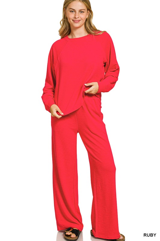 Slub Long Sleeve Top & Pants Set