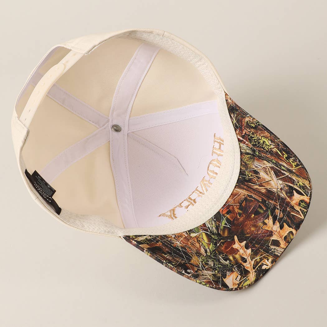 HONEY Lettering Embroidery Camo Hat - Black