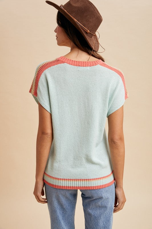 Stripe Colorblock Dolman Sleeve Sweater