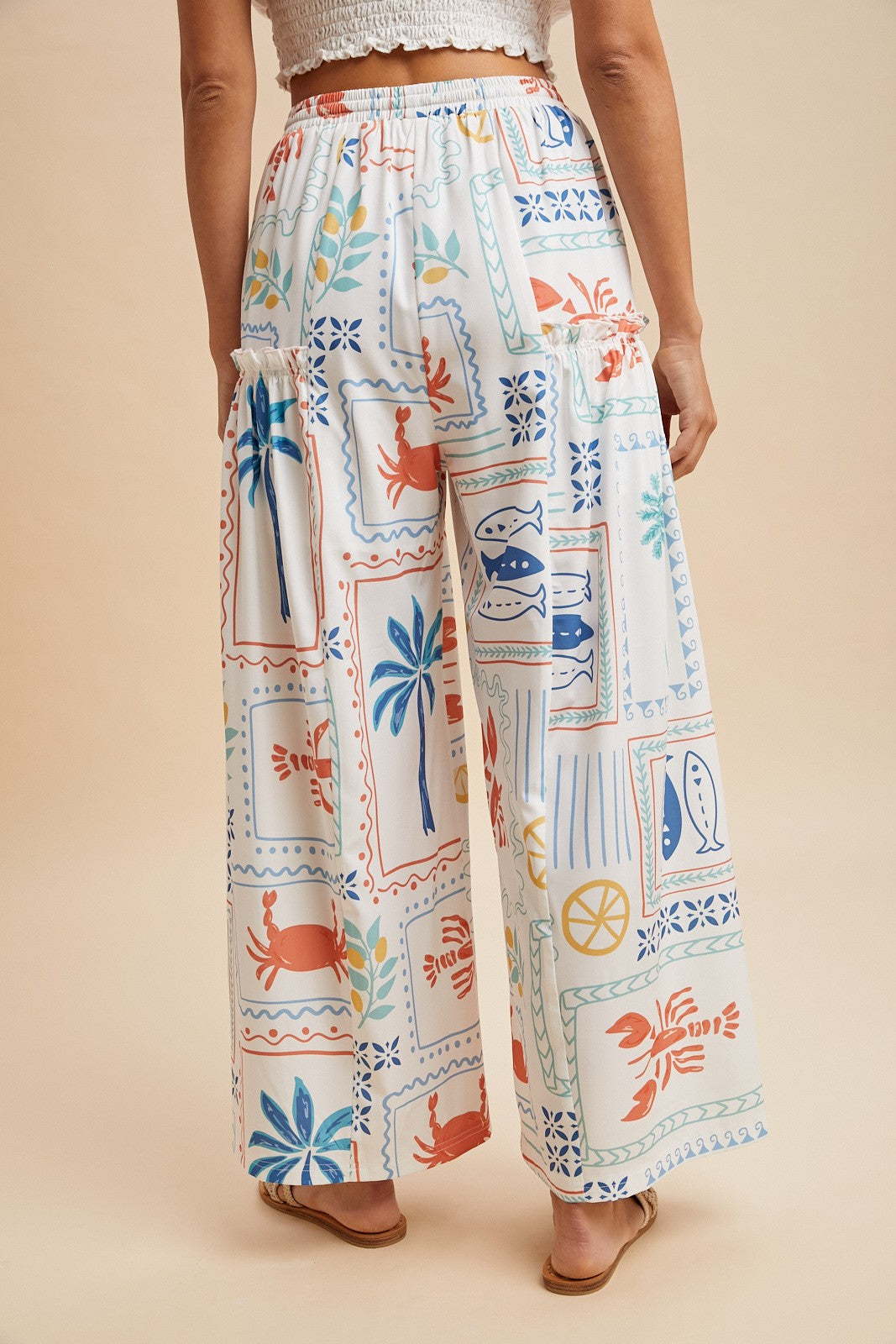 Coastal Motif Printed Palazzo Pants