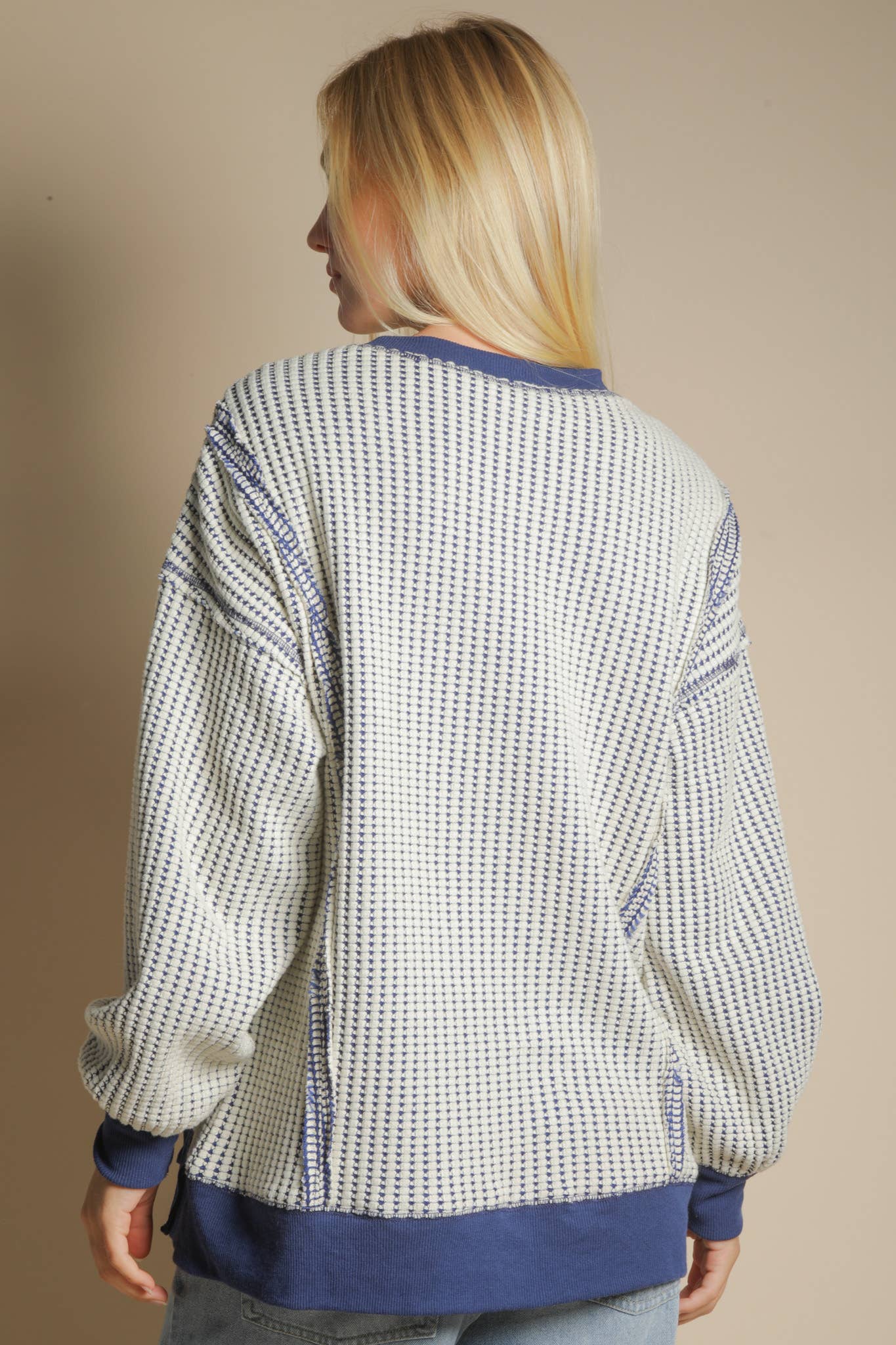 Oversized Waffle Knit Casual Top