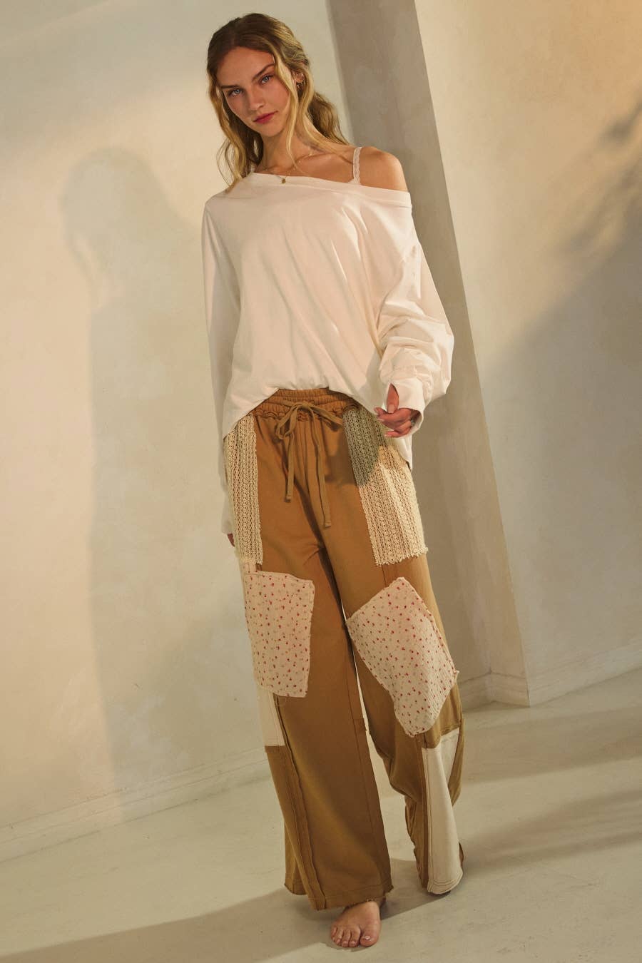 Patchwork Wide-leg Pants