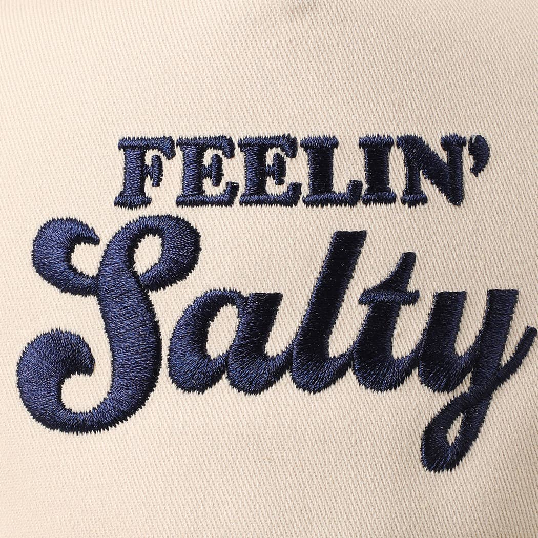 Feelin' Salty Letter Embroidery Floral Trucker Hat - Navy