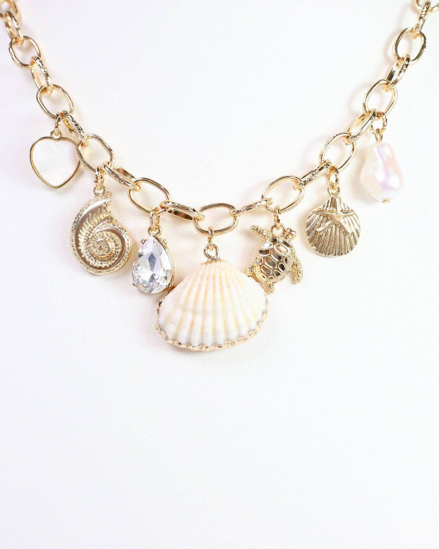Cape Code Shell Charm Necklace Gold